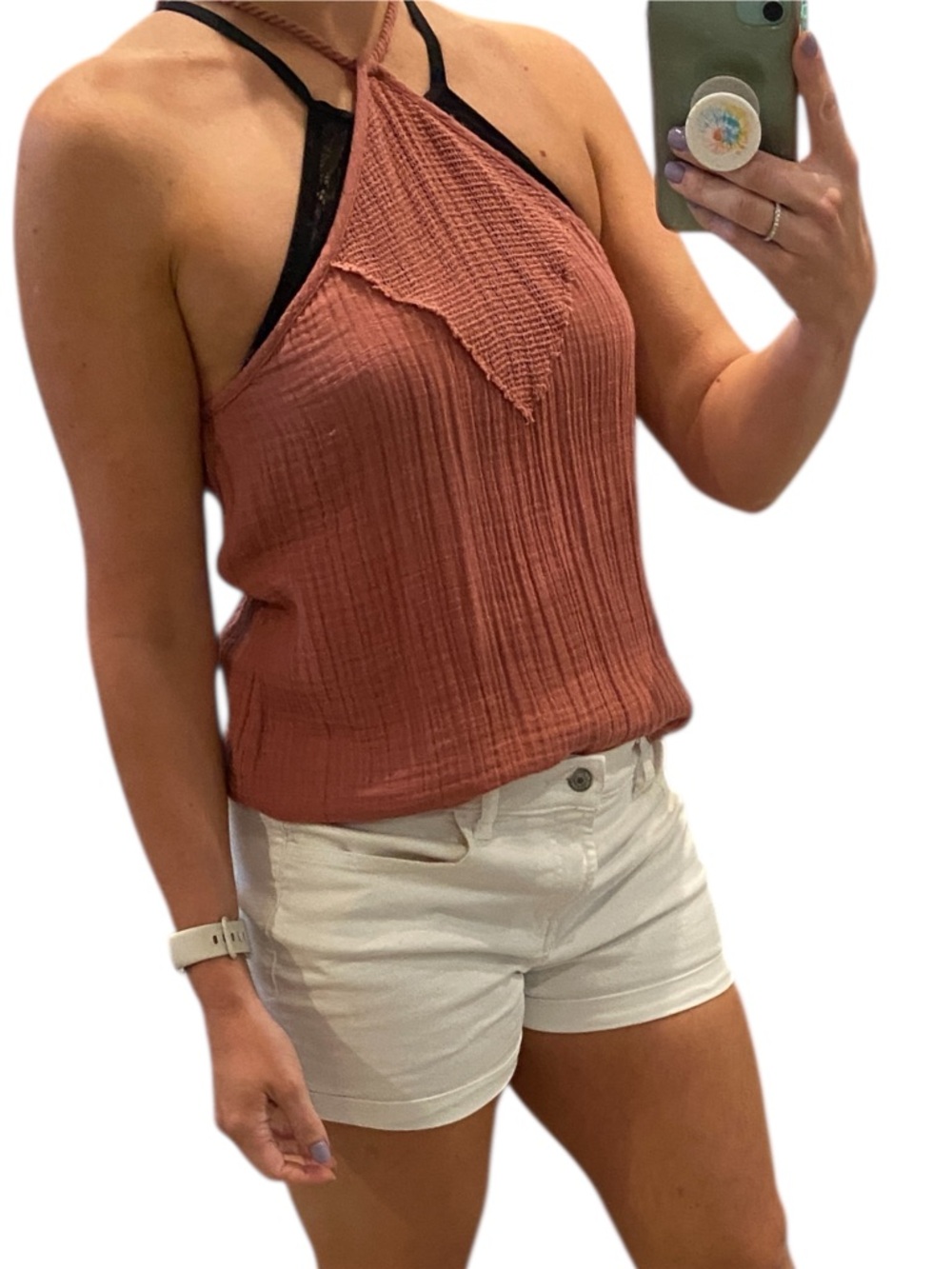 Aerie Rope Tie Halter Top in Mauve Medium - Picture 3 of 12